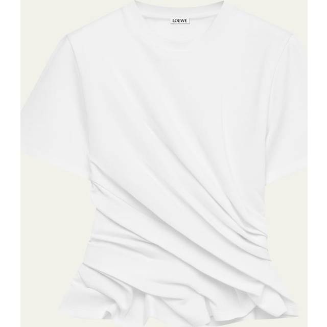 LOEWE - Draped Cotton-blend Jersey T-shirt - Black - medium