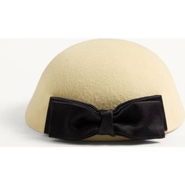 Valentino Garavani Vlogo Signature Hat In Lapin Fabric With Satin Bow Woman CREAM/BLACK 56