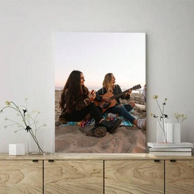SHEIN 1 Pc Customized Photos On Canvas With DIY Wood Frame Or Frameless Poster,Personalized Custom Photos For Your Lover,Family,Friends And Pets,Ect,Persona