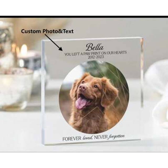 SHEIN Custom Photo Dog Memorial Photo Frame Keepsake, Cat Memorial Photo, Pet Keepsake For Gift, Personalized Dog Memorial Photo Frame Keepsake, Acrylic Pla