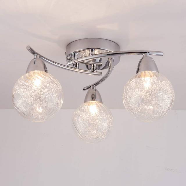 LED Semi-Flush Ceiling Light, Straight Arms, 4000K - Silver - One Size