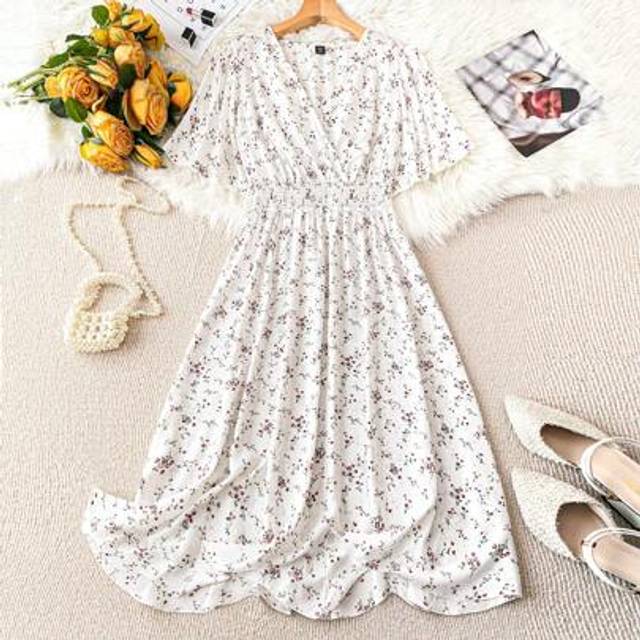 SHEIN Plus Size Women&#39;s Fashionable Sweet Printed Cinched Waist Dress Women Outfit For Summer