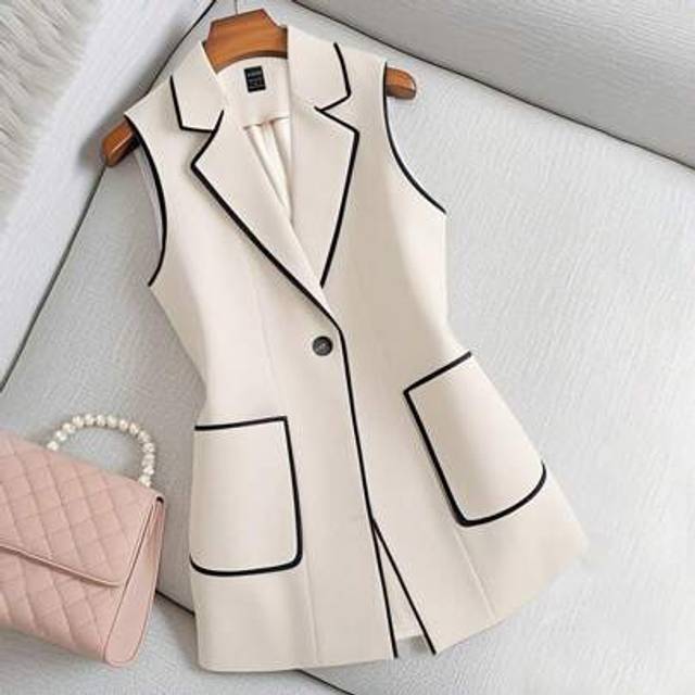 Franclia Women&#39;s Elegant Color Blocking Sleeveless Blazer For Summer