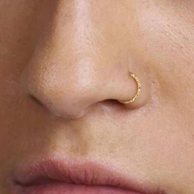 SHEIN 1pc Sterling Silver S925 Nose Ring, Small And Light Perforated Jewelry, Elegant And Simple, Nasal Septum Cartilage Spiral Tragus, Gold And Silver Two
