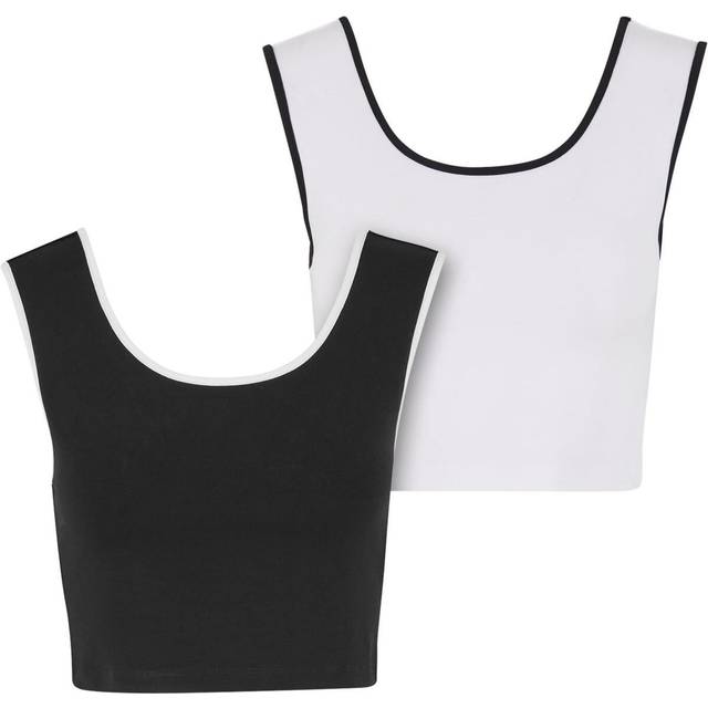 Urban Classics Top - Ladies Contrast Crop Top (2-pack) - XS to XL - for Women - black-white