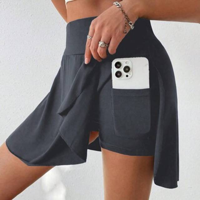 Flirla Women Simple Workout Leisure Shorts With Side Pockets For Summer