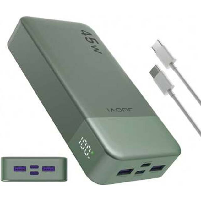 SHEIN JUOVI Power Bank Portable Charger,20000mAh 45W PD3.0 QC 4.0 Fast Charging Battery Pack With LED Display,2 USB-C,2 USB-A For IPhone 15, Blue,Green For