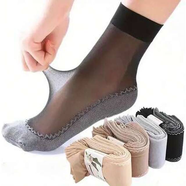 SHEIN Silky Velvet Socks, Elastic Lace Stockings, Women&#39;s Transparent Ultra-Thin Mesh Non-Slip Bottom Stitching Socks