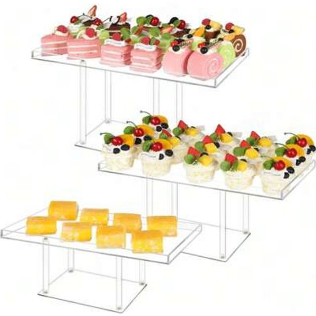 SHEIN 1/3pcs, Dessert Table Display Set, Acrylic Clear Dessert Display Stands For Cupcakes Cookie Pastry Food, Tier Serving Trays Holder