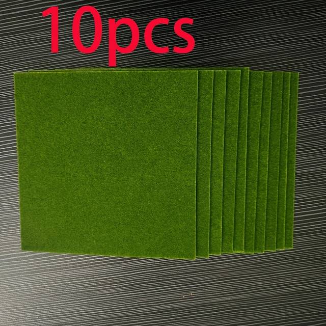 TEMU 5/10pcs Micro Artificial Grass Mat - 5.9x5.9 Inch Synthetic Lawn, Suitable For Fairy Garden, Playhouse, Diy Projects And Party Decorations