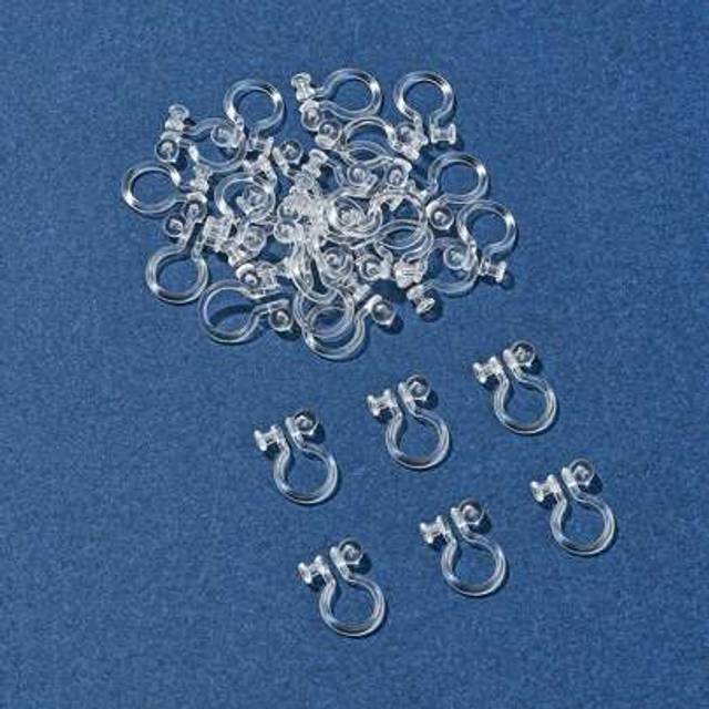 SHEIN 30Pcs Resin Clip-On Earring Findings, Clear, 11x7x3mm