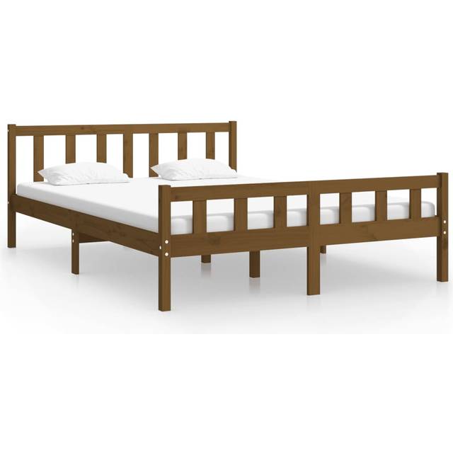 vidaXL Bed Frame without Mattress Honey Brown Solid Wood King Size