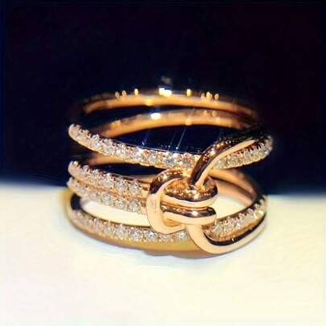 SHEIN Romantic Retro Style Promise Ring Knot Design Symbol Of Charm And Fashion Gift For Family Friends Lover(No Box)