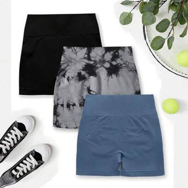 SHEIN 3pcs Women&#39;s Seamless High Elasticity Ruched Sports ShortsWomen Sweat Short, Gym Short, Biker Short