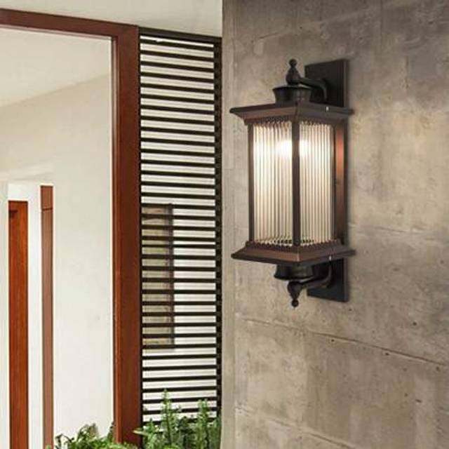 SHEIN E27 Country Large Outdoor Wall Light,30W Outdoor Light,Retro Streetlights--Brown