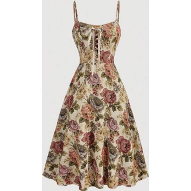 SHEIN Vintage Oil Texture Tie Bow Mid-Length Dress, Fall/Winter Dress, Party, Homecoming, Brunch Women Dresses, Fall Wedding Guest Dress, Elegant, Vintage,