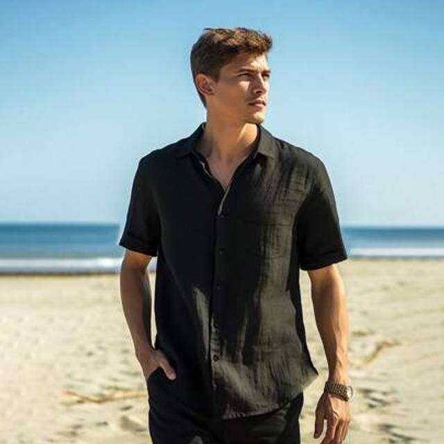 SHEIN Men&#39;s Solid Color Casual Short Sleeve Shirt, Hawaii Resort & Beach