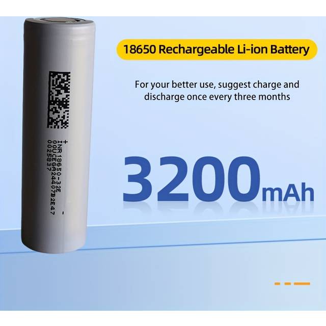 TEMU Rechargeable 18650 Lithium-ion Battery, 3.7v 3200mah, Gray, Dual-pack With Storage Box For Flashlights, Cameras, Toy Cars