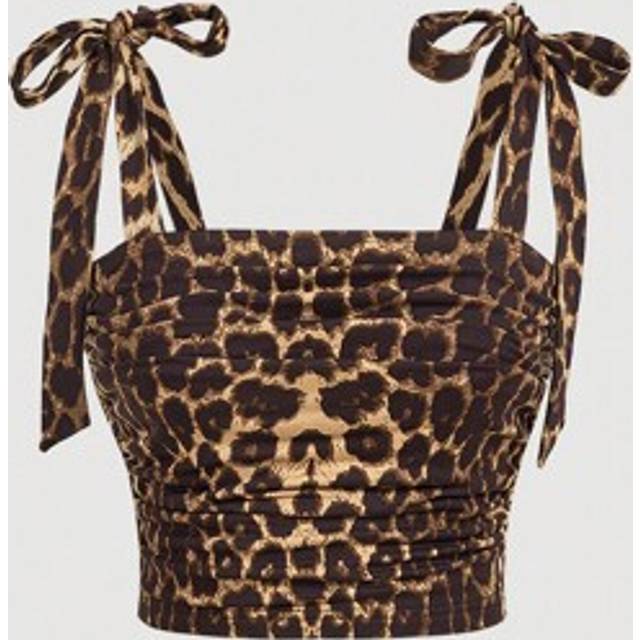 SHEIN Summer Fitted Halter Leopard Print Ruched Tank Top,Tiger Print Top,Pirate Top,Going Out Tops,Leopard Top,Brown Corset Top,Pirate Women Costume,Devil C
