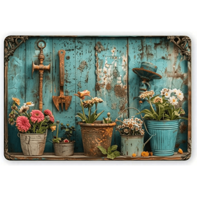 SHEIN 1pc Rustic Floral Foil Carved Metal Tin Sign Plate, Vintage Iron Art Wall Decor Suitable For Home, Office, Bedroom, Cafe, Bar - Indoor/Outdoor Hanging