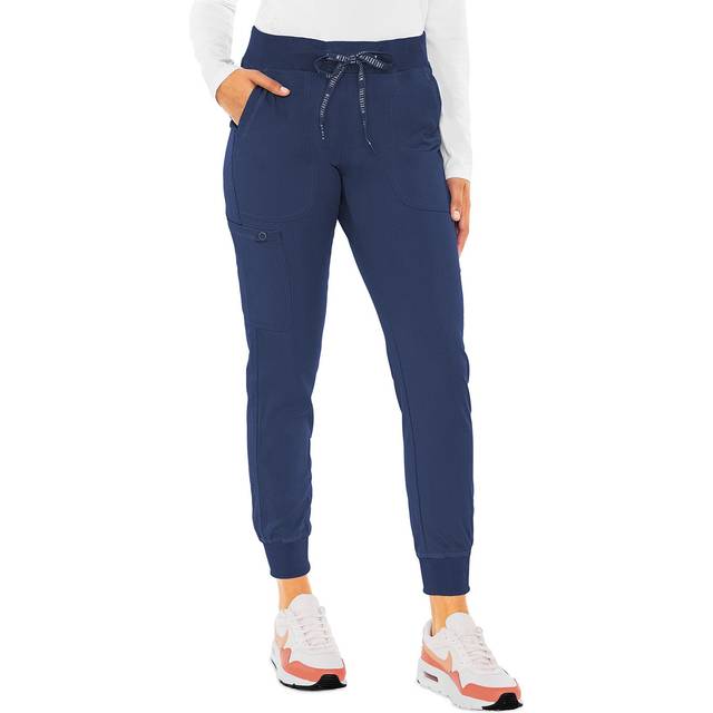 Med couture Womens Peaches collection Seamed Jogger Scrub Pant, Navy, Small Tall