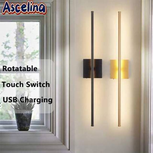 SHEIN 1pc Battery Operated Wall Lamp With Remote Control, Dimmable Wall Sconces , 350Â°Rotate, LED Black/Gold Wireless Wall Light For Living Room, Hallway,