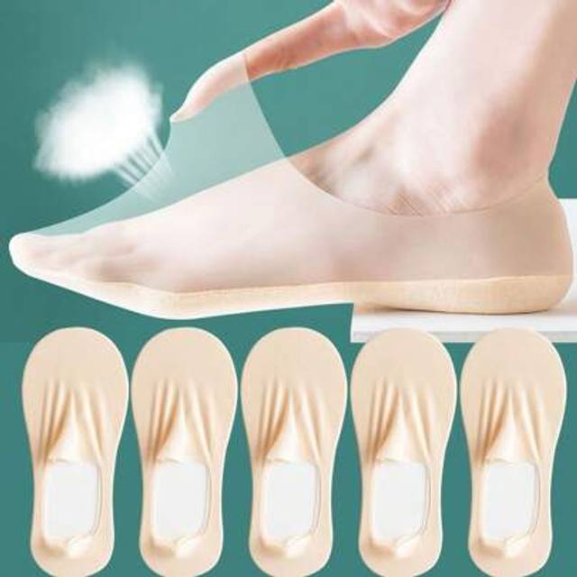 SHEIN 5 Pairs Women&#39;s Solid Color Summer Socks | Breathable Invisible Ankle Socks | Lightweight Non-Slip Socks | Women&#39;s Socks