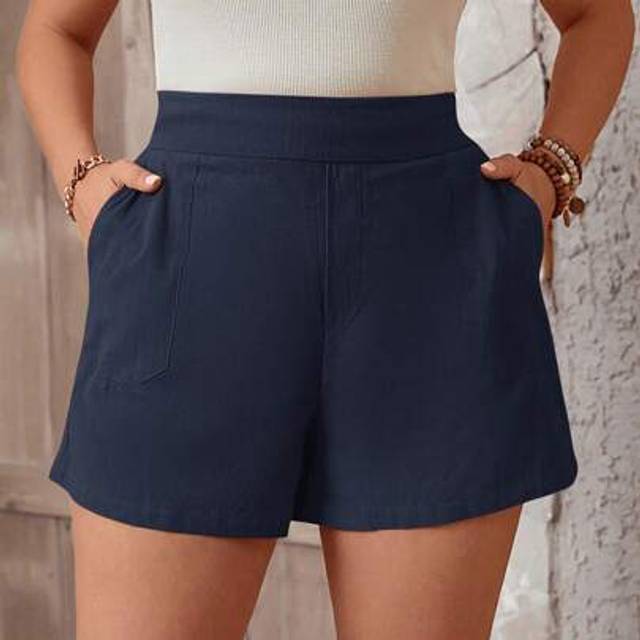 SHEIN Plus Size High Waisted Shorts With Diagonal Pockets
