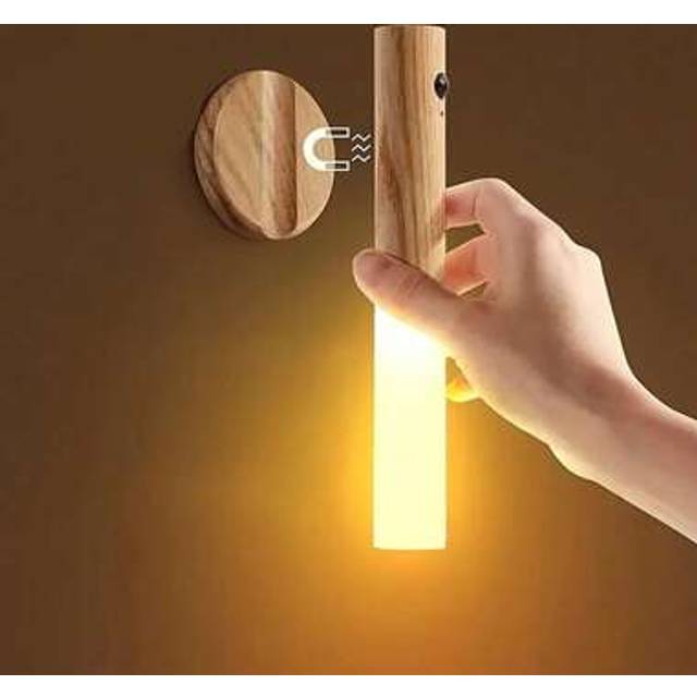 SHEIN 1pc Rechargeable Motion Sensor Night Light, Magnetic Wall Lamp, USB Charging LED Stick Light, Wireless Stairs, Indoor Wooden Wall Lamp Wardrobe Lamp,
