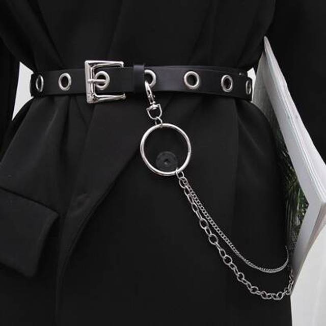 SHEIN Street 1pc Women Geometric Buckle Belt & 1pc Pants Chain Funky For Dress Decoration Halloween Summer, School Fall, Autumn, Halloween