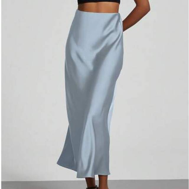SHEIN Se-Hore Fashion Women Elastic Satin Satin Feeling A-Line Maxi Skirt