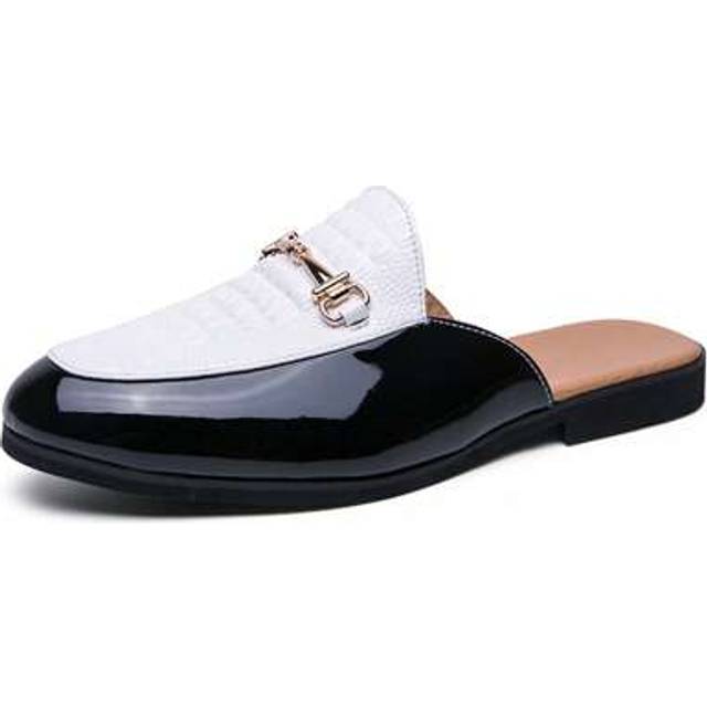 SHEIN Men&#39;s Casual Loafer Shoes, Breathable Summer Half Slippers Male Leather Patterned Fashion Versatile