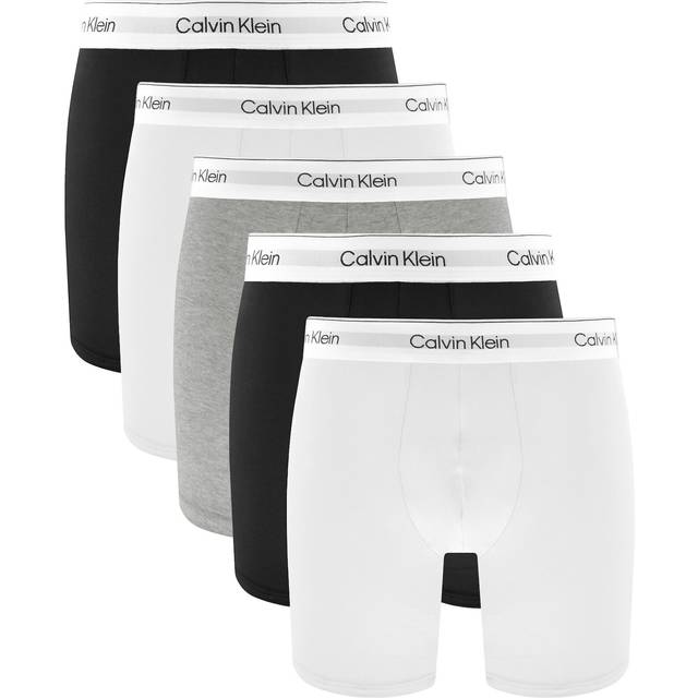 Calvin Klein Men's 5-Pack Icon Cotton Stretch Boxer Briefs, Black/White/Grey Heather - Size: 32/30/31