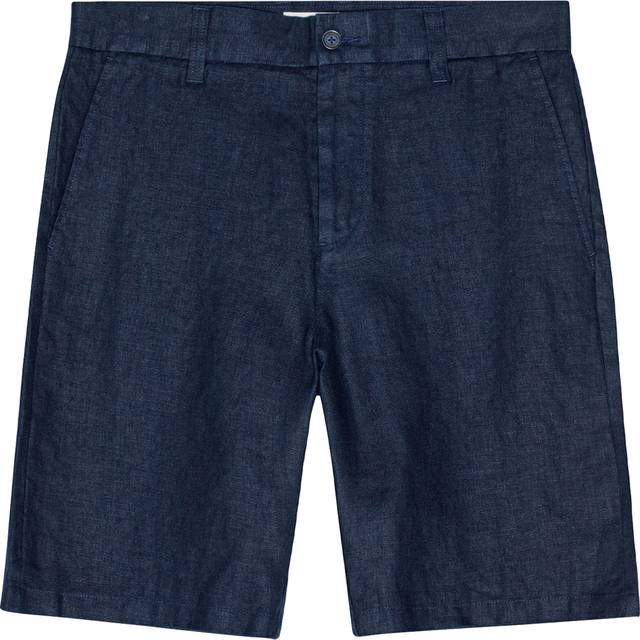 NN.07 Crown Straight Fit Linen Chino Shorts, Navy Blue