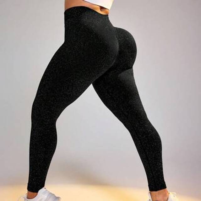 SHEIN Plus Size Shiny Stretch Leggings, Party Style