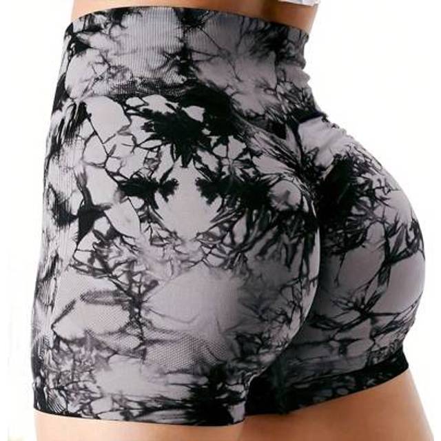 SHEIN Tie Dye Workout Shorts For Women, Scrunch Butt Lifting High Waisted Yoga Gym Seamless Booty Biker Shorts, Women&#39;s Activewear Booty Shorts Women Boxer