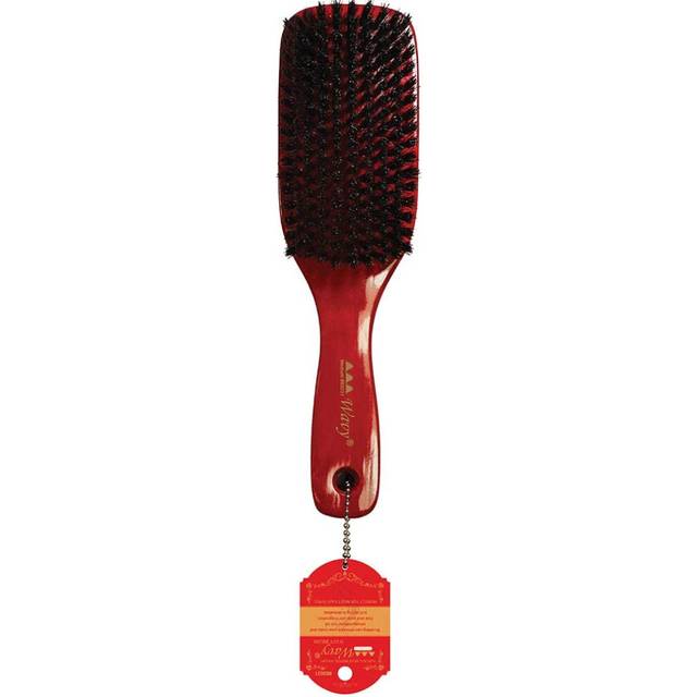 Wave Brush Premium Medium Bristle Wavy Red Wooden Hairbrush Natural 50% Boar 50% Nylon (Wave)