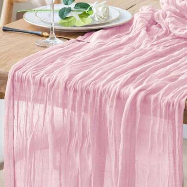 SHEIN Cheese Cloth Table Runner, Bohemian Country Sheer Cheesecloth Table Decor, Suitable For Weddings, Parties, Baby Showers, Birthdays, Home Decor