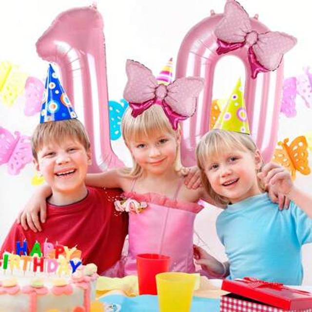 SHEIN 40 Inch Number 0-9 Balloon With Bow Pink Happy Birthday Jumbo Number Balloon For Daughter Birthday Decorations Party Supplies