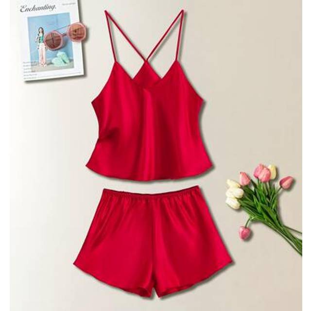 SHEIN Satin Cami Top With Shorts PJ Set / Pajama Set, Vacation
