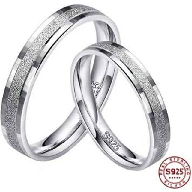 SHEIN 1pc Couple Wedding Rings Pure 100% 925 Sterling Silver Jewelry Simple Style Frosted Lovers Ring For Women / Men Engagement Accessories Fine Jewelry Gi