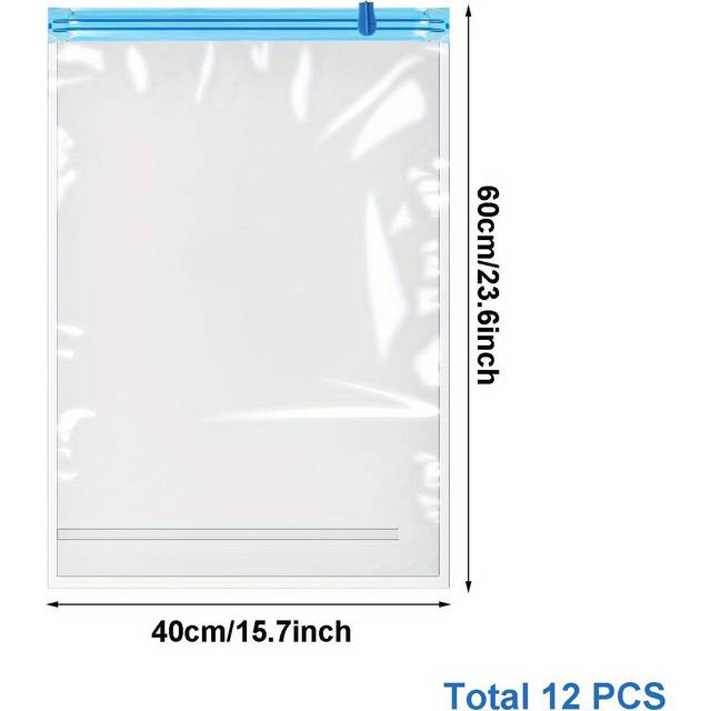 TEMU Pack Of 12 Vacuum Bags For Clothes Travel, 40 X 60cm + 35 X 50cm Vacuum Bags For Clothing, Space-saving Vacuum Bags, Clothes, Travel Accessories, Clothes Bags, No Vacuum Pump Required