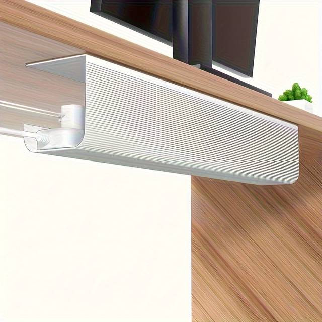 TEMU Easy-install No-screw Under Desk Cable Management Tray - Self-adhesive Wire Organizer For Clutter-free
