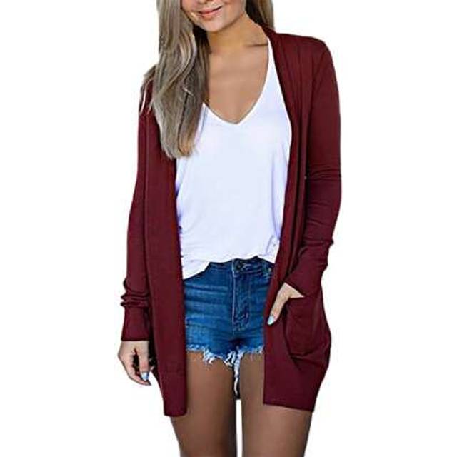 SHEIN Cardigan For Women,Women&#39;s Summer Long Sleeve Lightweight Sweaters Cardigans Fall Oversized Open Front Cardigans Coat With Pockets