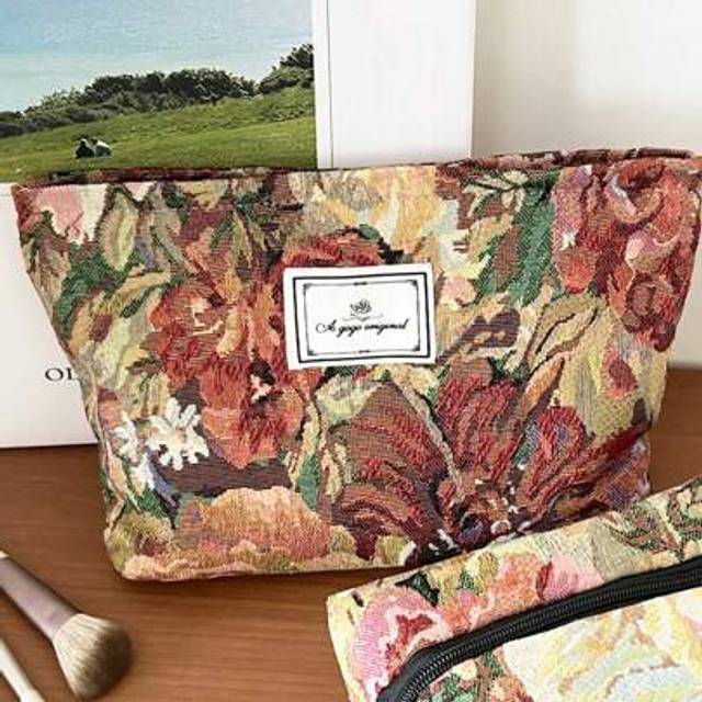 SHEIN Large Capacity Big Floral Cosmetic Bag, Fashion Makeup Organizer Travel Case