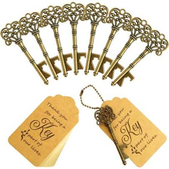 SHEIN 10/20/30/50 Pieces Vintage Skeleton Bottle Openers With Escort Card Tag And Keychains, Rustic Wedding Favors Decorations, Bridal Shower Gifts For Gues