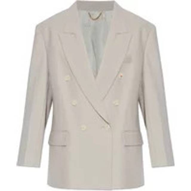 Victoria Beckham Taupe Relaxed Double Breasted Blazer - PUMICE - UK 10