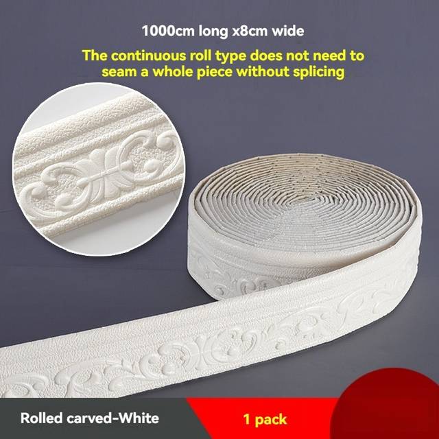 TEMU Elegant Wall Sticker, Self-adhesive Foam Molding Trim, 10m X 8cm X 4mm - And For Home And Workshop Decoration,