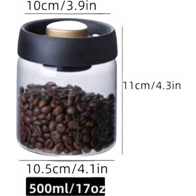 TEMU 1pc Airtight Glass Coffee Canister - Vacuum Seal, Food-grade Storage For Beans, Grains & Tea - High Borosilicate, With Lid - Home Kitchen Organization