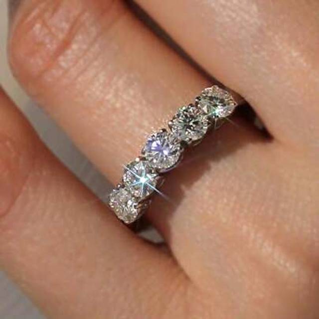 SHEIN 1Pc Sparkle Moissanite Diamond Engagement Ring Wedding Band For Women S925 Sterling Silver Promise Ring Eternity Ring Anniversary Ring Luxury Jewelry